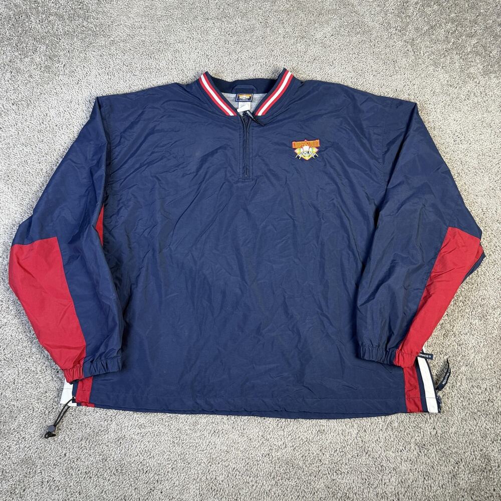 Cooperstown Dreams Park Jacket Mens 2XL Blue Windbreaker 1/4 Zip Lined